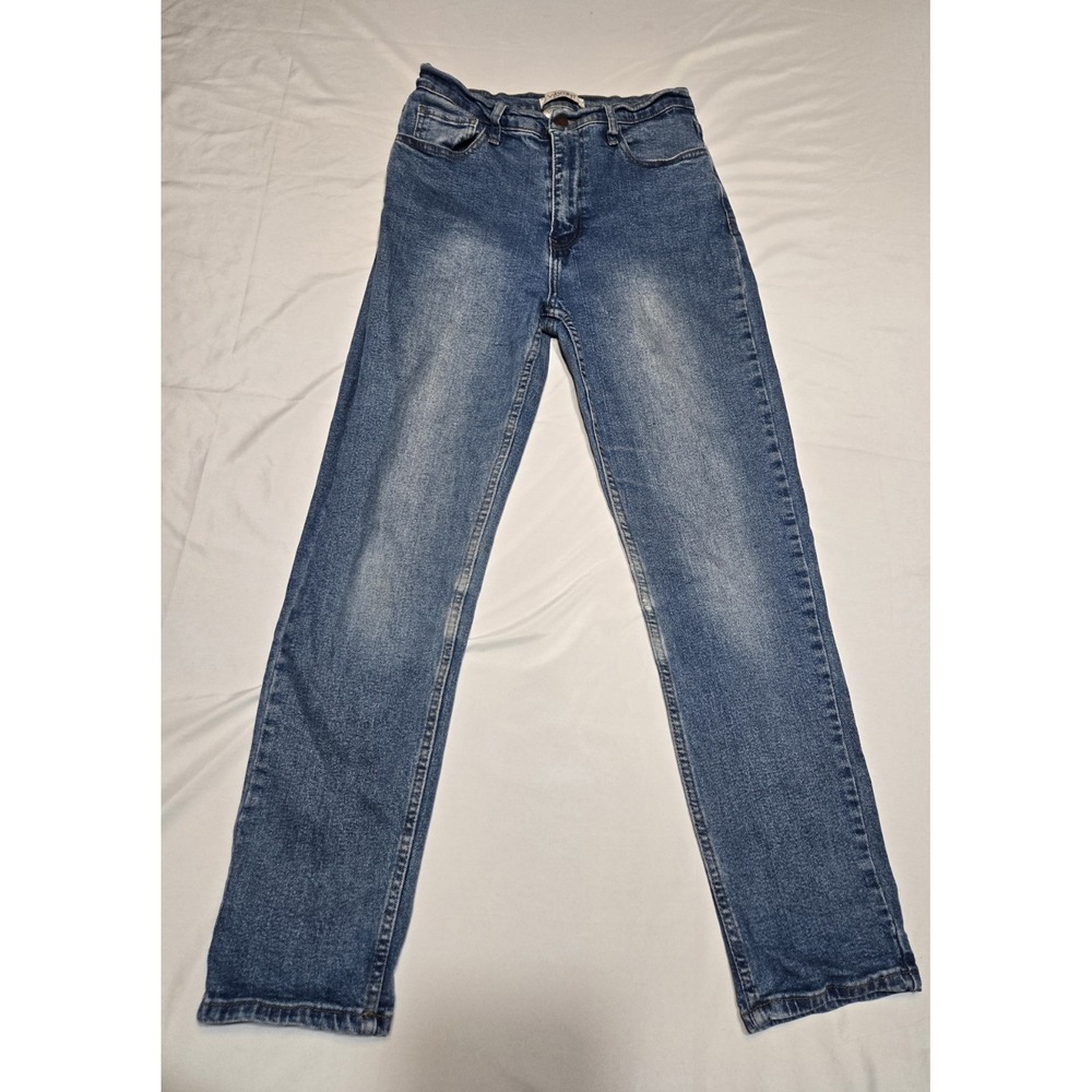 Vibrant MIU Denim Blue Jeans Womens Size 7 Straight Leg Mid Rise Stretch Classic